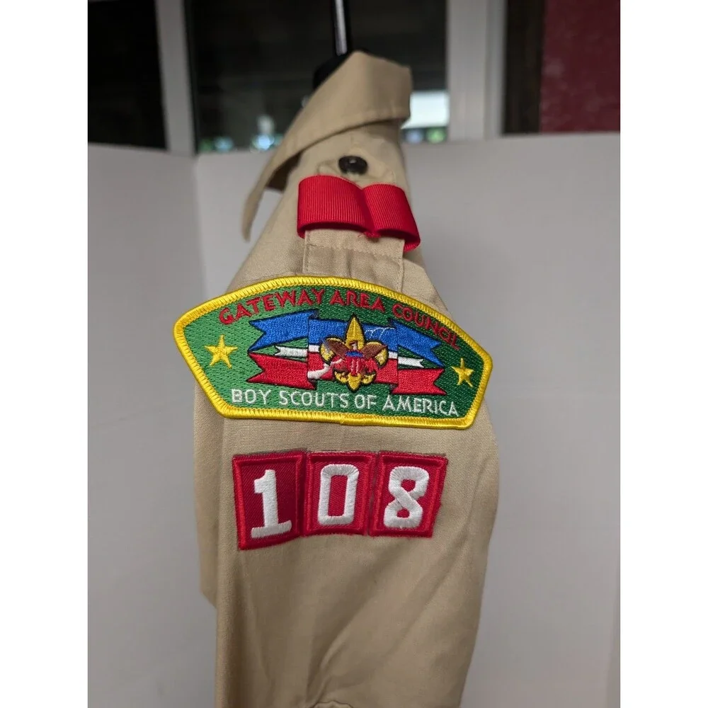 Vintage 70s Boy Scouts of America Boys Medium & Large BSA Uniform Button Up
